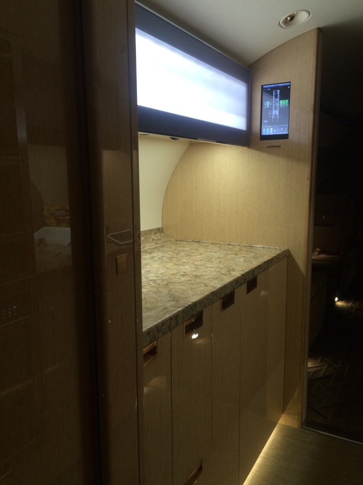 View of my galley and cabin control panel